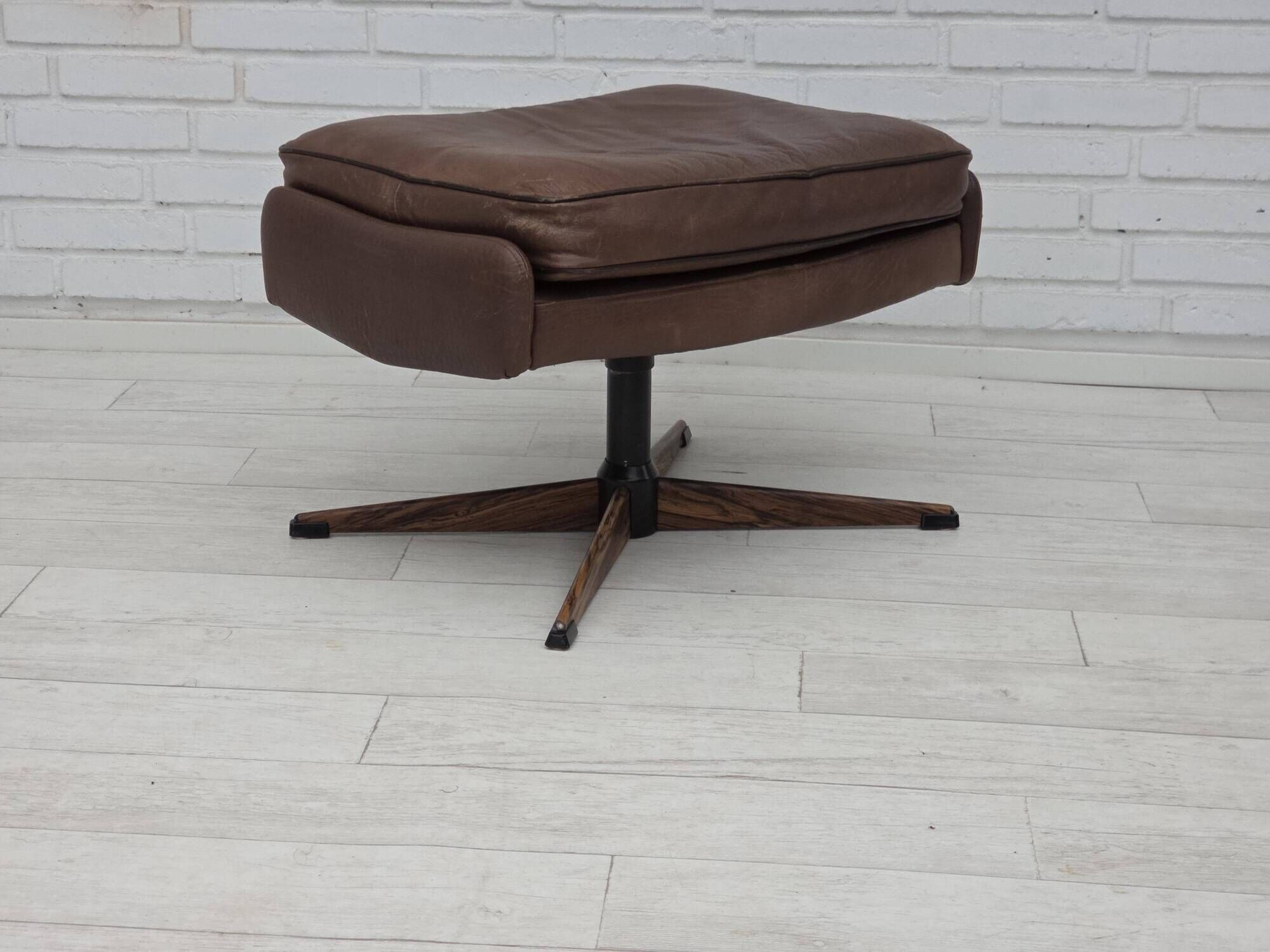 1970s, Danish swivel armchair with footstool by Madsen & Schubel.
