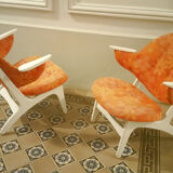 Fauteuil danois de Carl Edward Matthes scandinave vintage années 50/60 orange