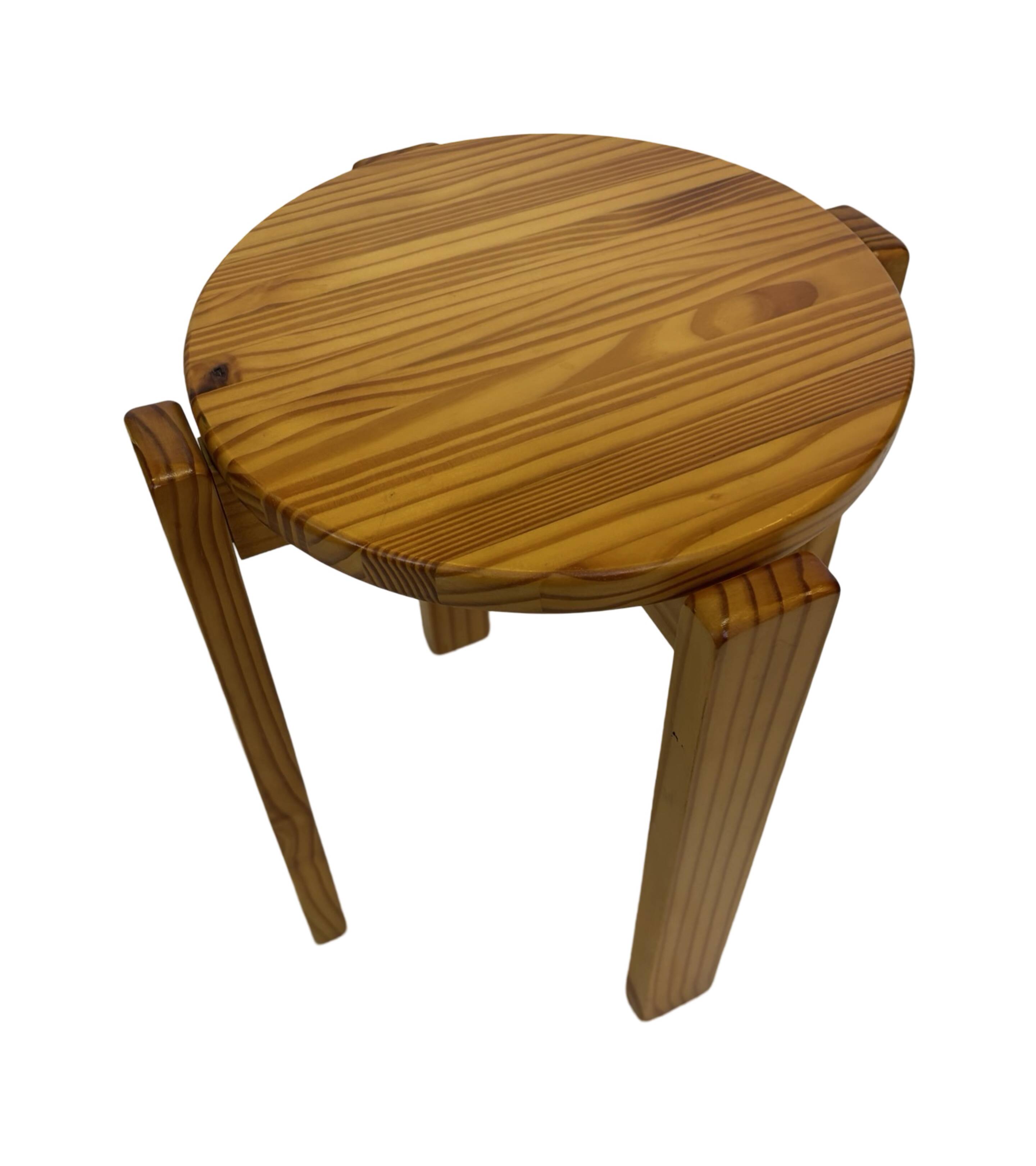 Mid century pinewood stool, minimalistic design 1960s