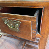 Ancien bureau en bois d'orme, époque Qing du XIXème siècle, ouvrant en façade par 4 tiroirs
