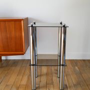 Bolster in chrome and smoked glass, double floors, Design, 1970
