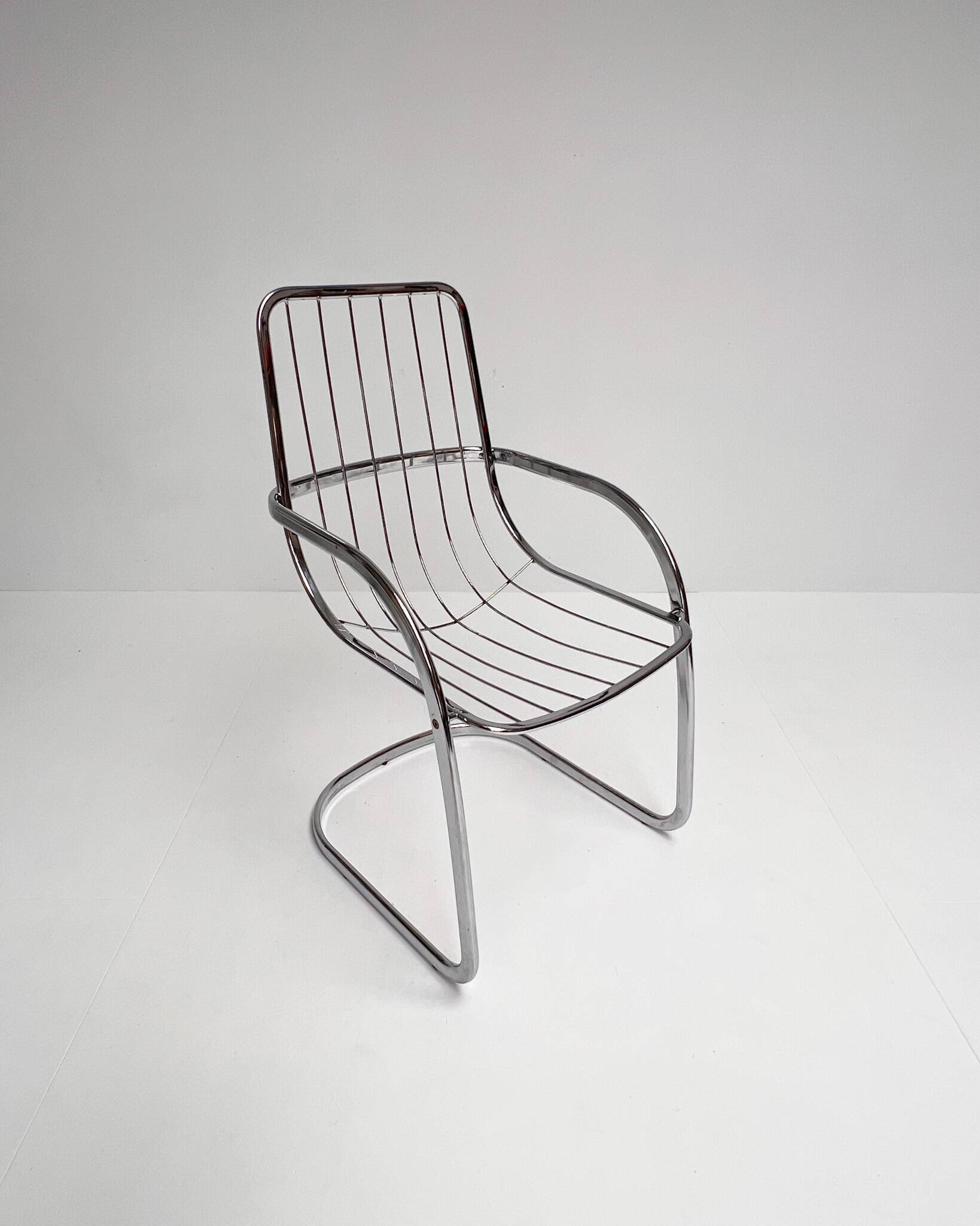 Set of 4 chrome wire chairs by Gastone Rinaldi for Rima, 1960s