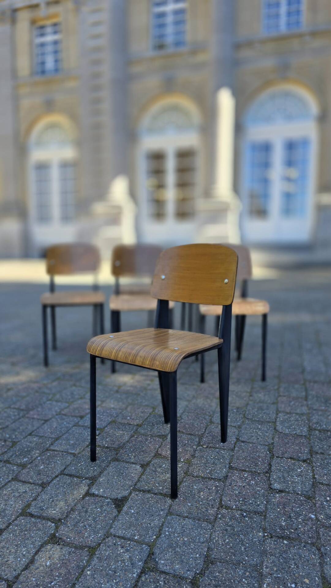 Set of 6 Métropole chairs no. 305 numbered by Jean Prouvé.