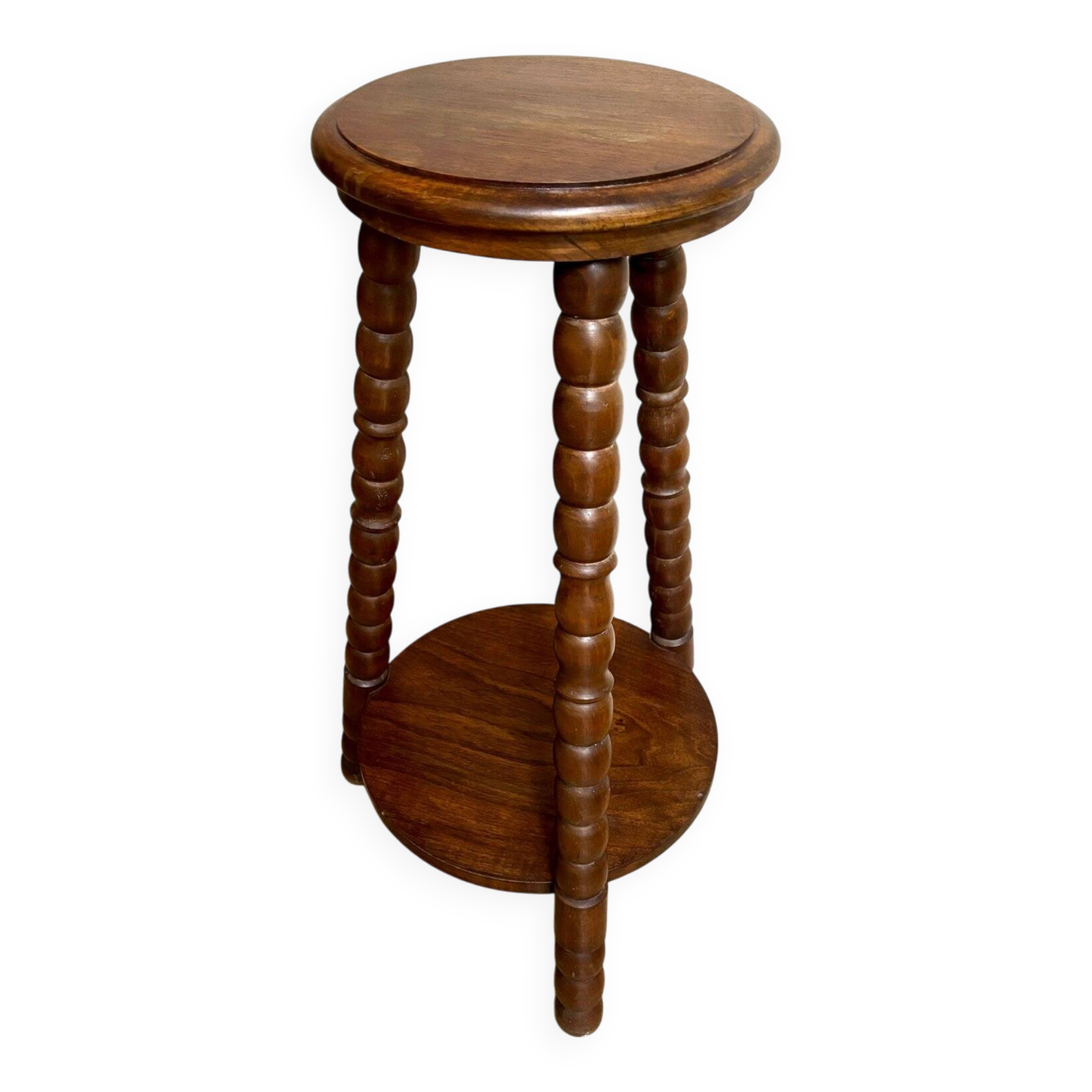 Sellette tripode en bois foncé