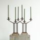 Art Deco pair of candle holders in wrought iron and stone