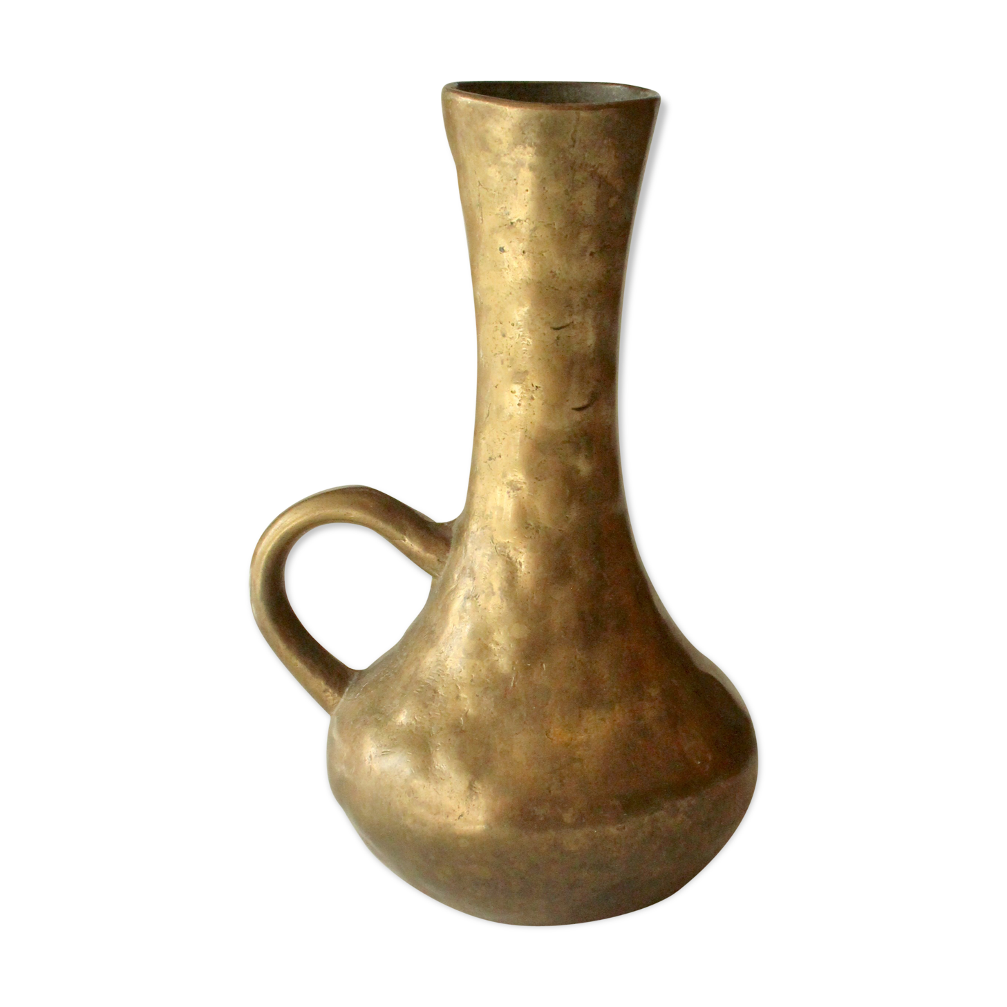 Solid  heavy brass vase in typical brutalism style