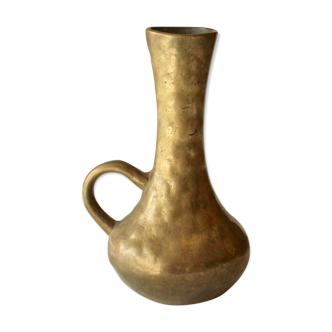 Solid  heavy brass vase in typical brutalism style