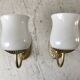 Duo of sconces in serrated opaline and golden steel 50s