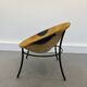 Italian Tan Suede and Black Leather Saucer Chair