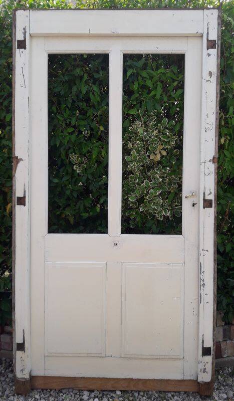 Old glazed door 211.5x105.5cm and its entrance door frame.