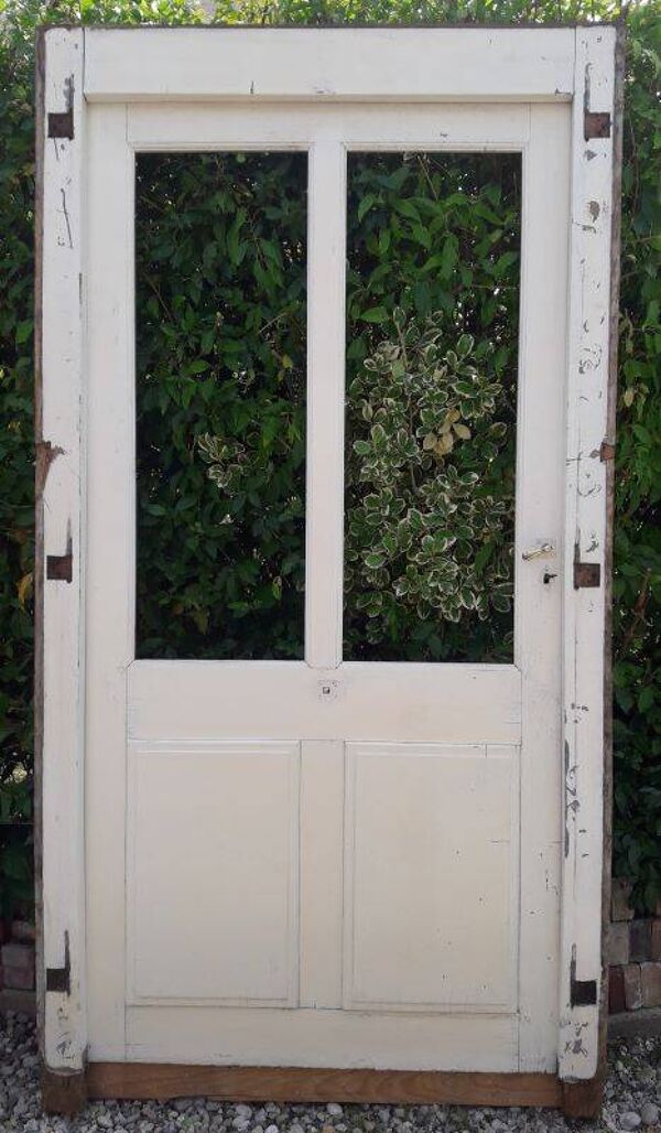 Porte ancienne vitrée 211,5x105,5cm et son cadre porte d'entrée
