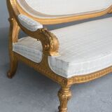 Louis XVI-style gilded wooden bass bench