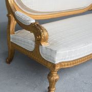 Louis XVI-style gilded wooden bass bench