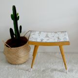 Stool footrest wooden feet compass