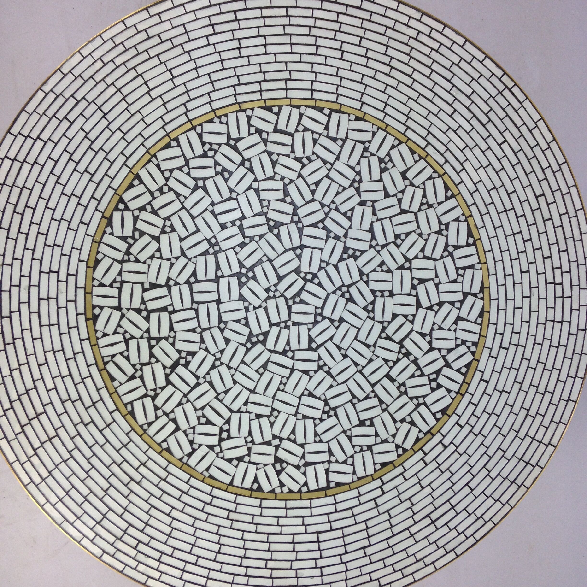 Large Round Mosaic Coffee Table by Berthold Muller, 1950s