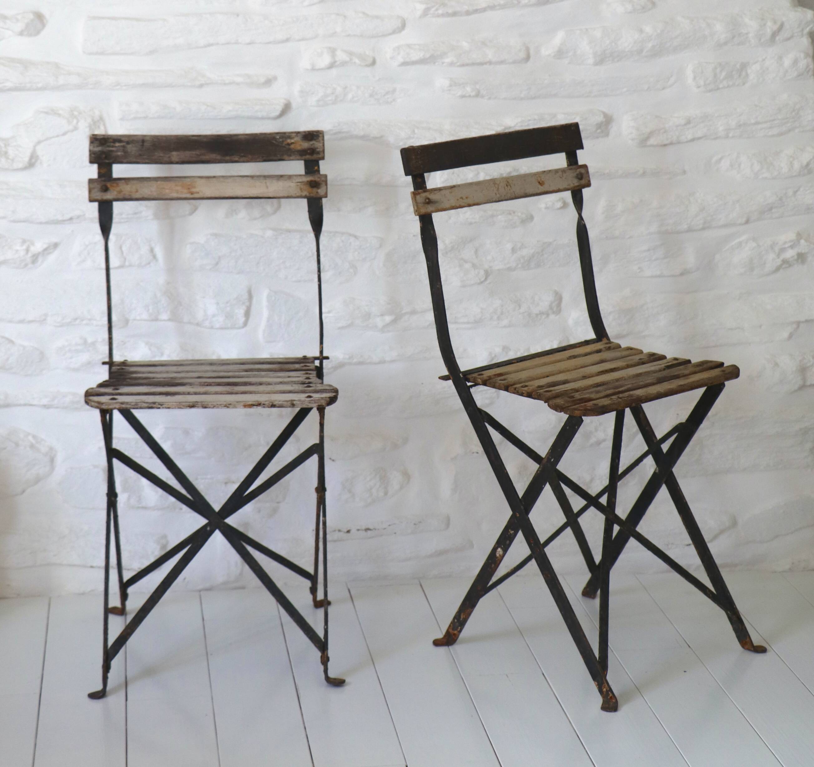 Pair of 20th Century Folding Slatted Garden Chairs