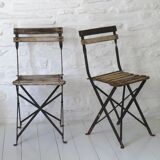 Pair of 20th Century Folding Slatted Garden Chairs