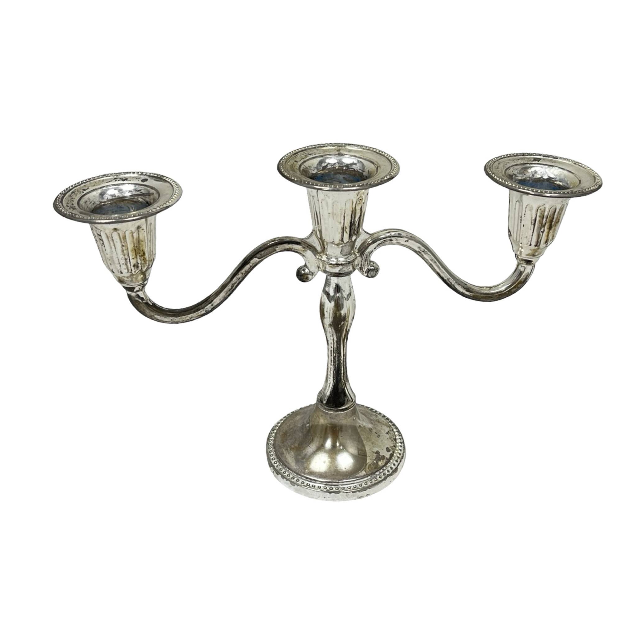 Silver-plated three-arm candelabra by I.P. ON ZINC, England, 1960s.