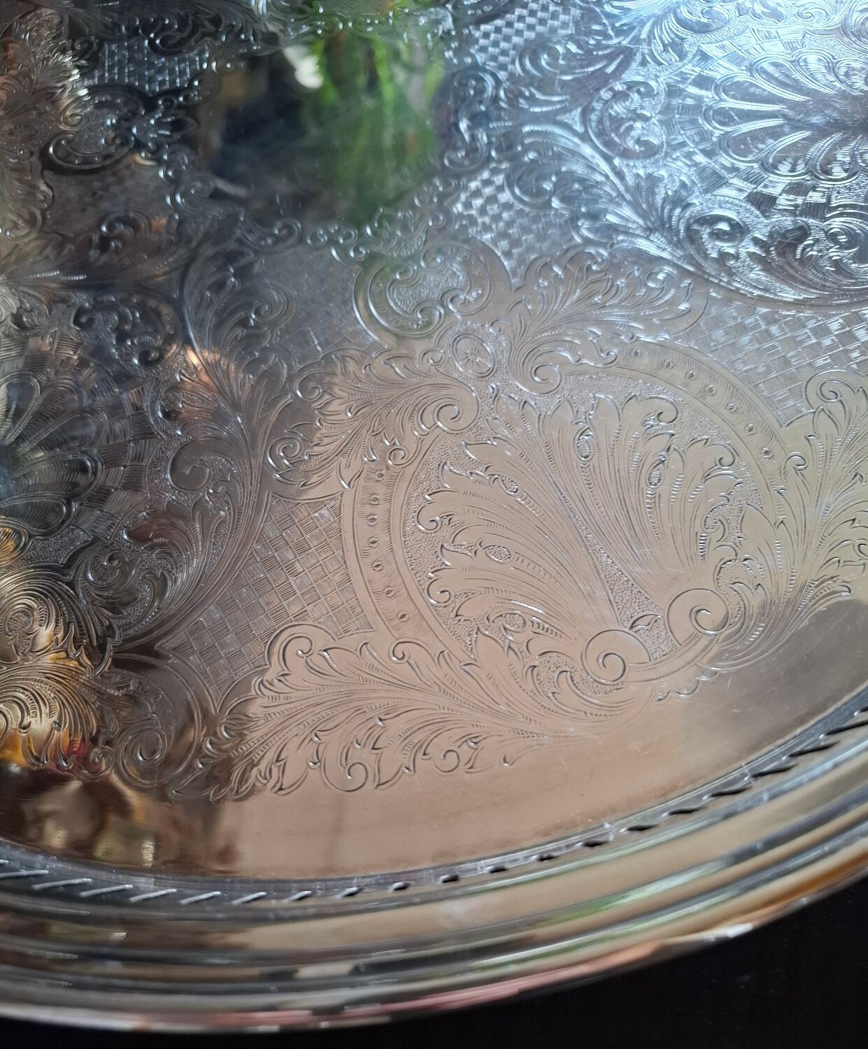 Silver-plated metal platter Christophle Fleuron France