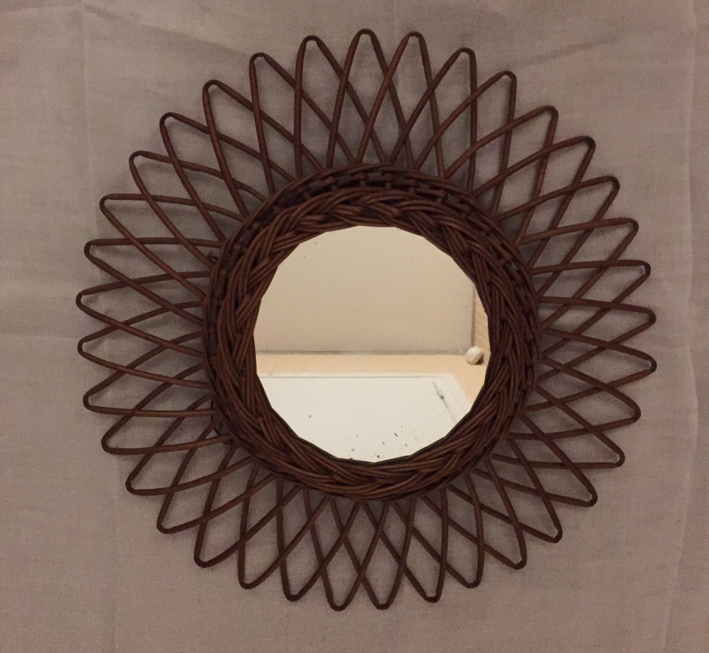 Sun rattan mirror  35x35cm