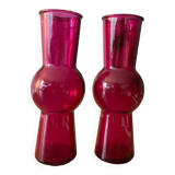 Set of 2 vintage pink vases