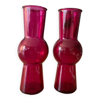 Set of 2 vintage pink vases