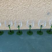 Set of 6 Vintage Alsace Wine Glasses – Emerald Green Stem