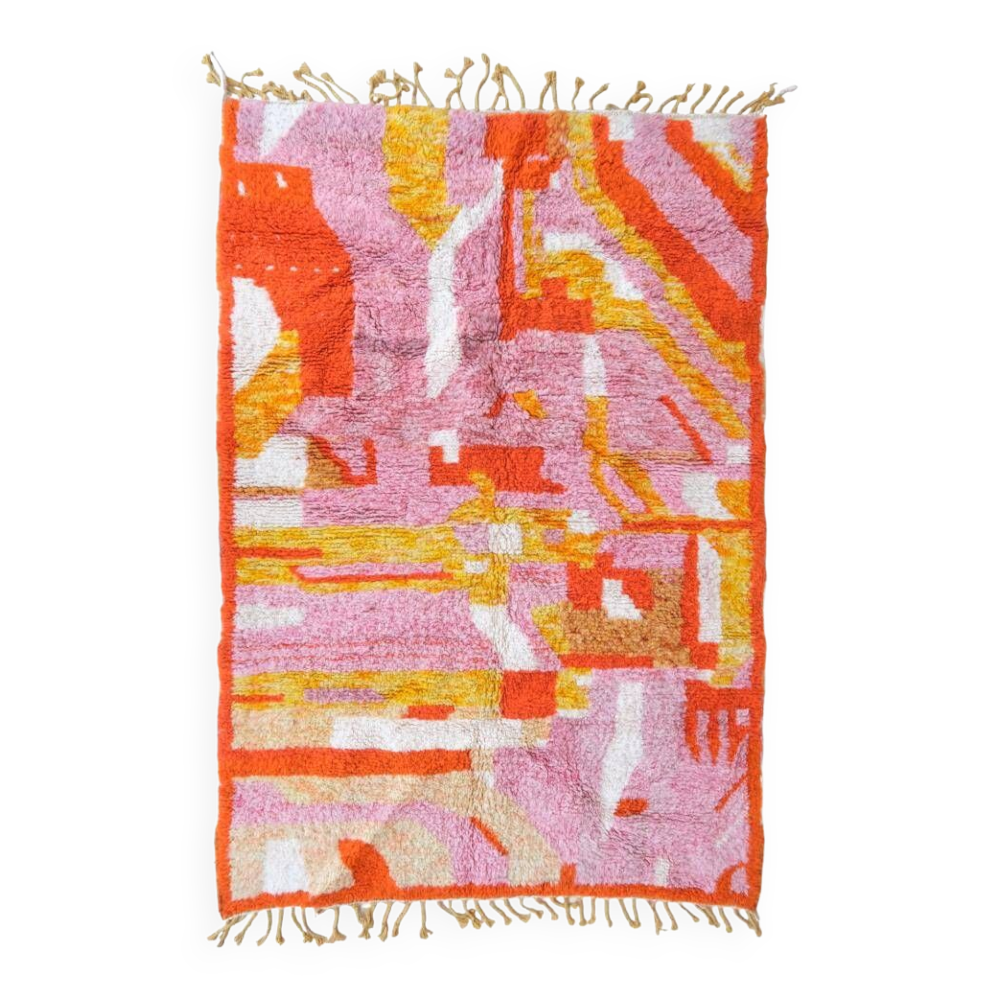 Boujad. tapis marocain rose et orange, 192 x 280 cm