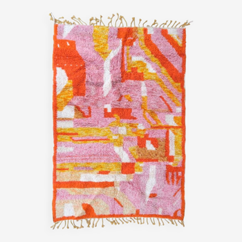 Boujad. pink and orange moroccan rug, 192 x 280 cm