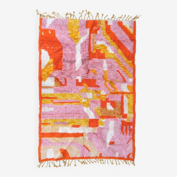 Boujad. tapis marocain rose et orange, 192 x 280 cm