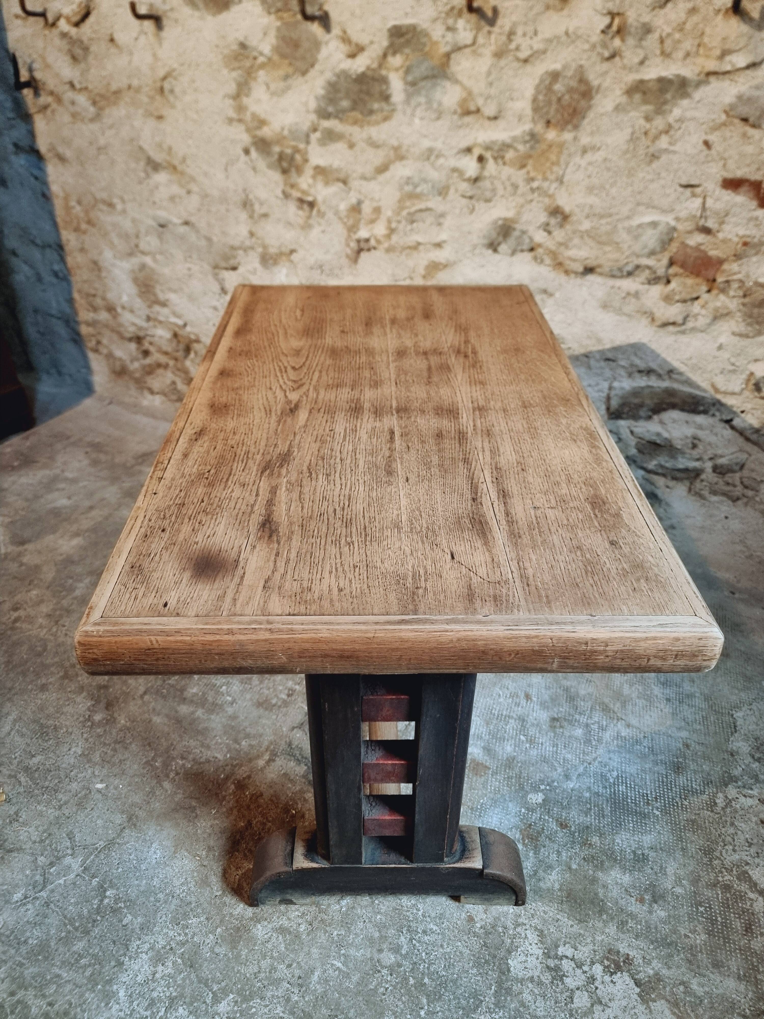Antique oak bistro table – France, 1920s