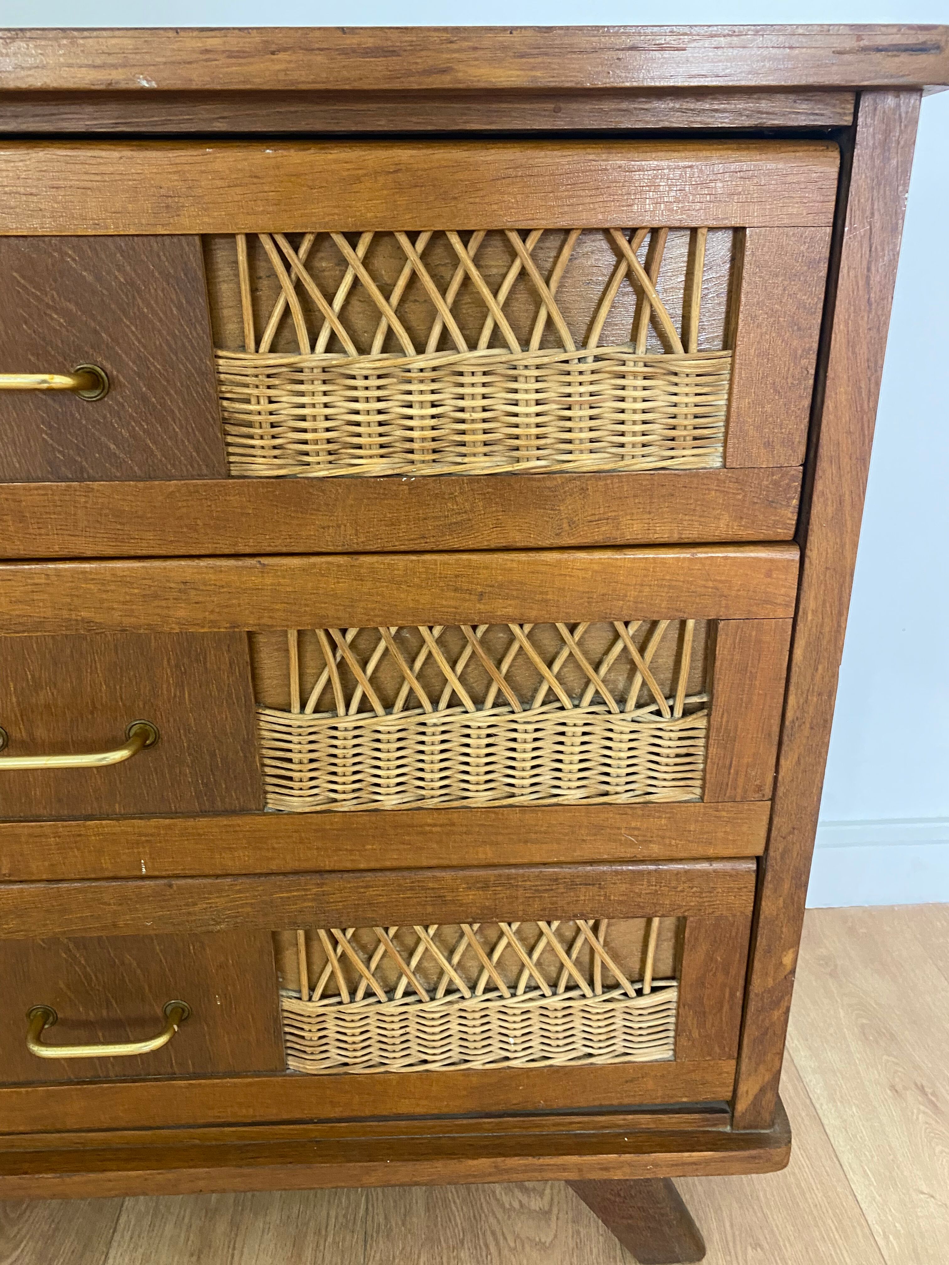 Vintage dresser rattan compass feet
