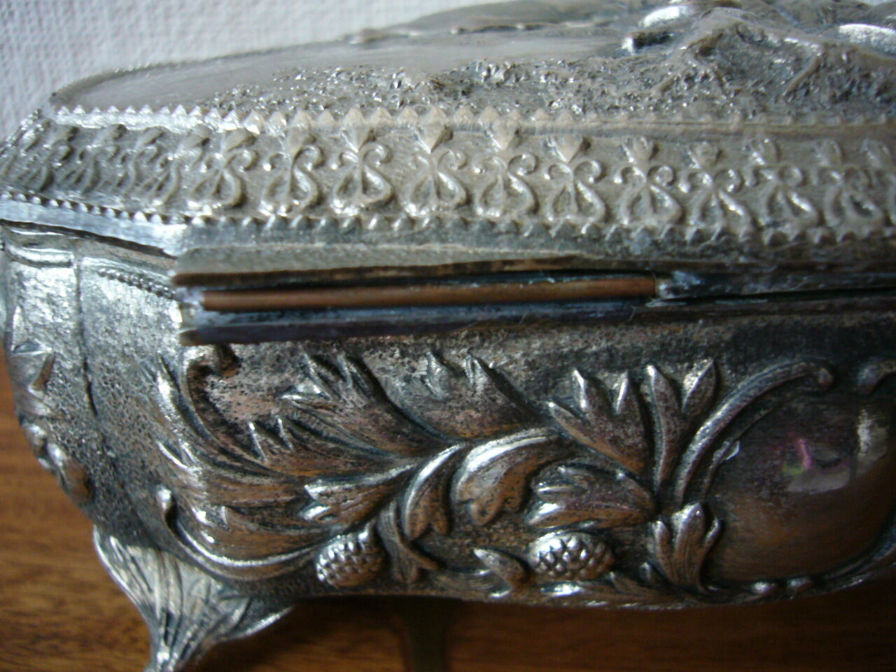 Antique metal jewelry box