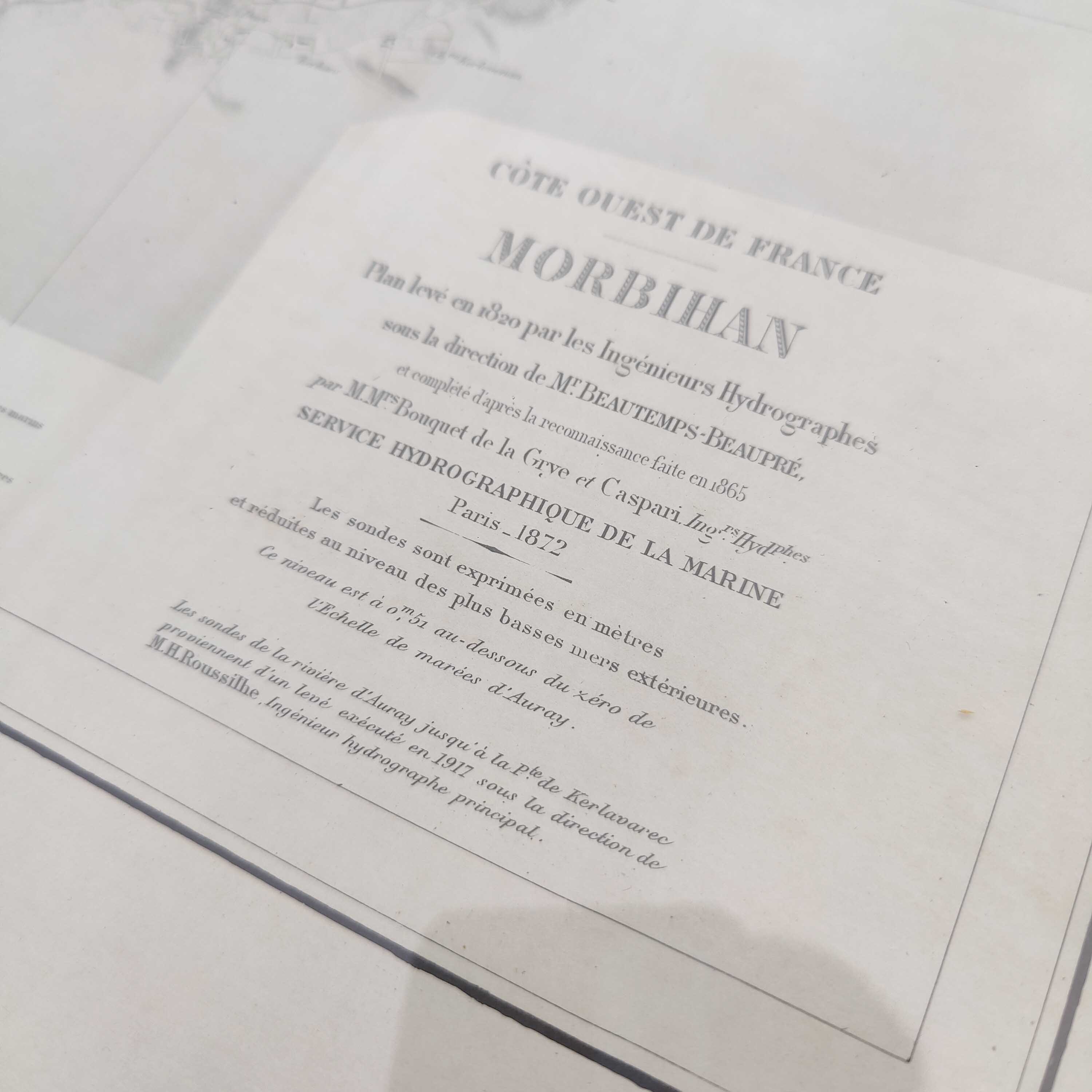 Old map Gulf of Morbihan Brittany 107 by 77cm