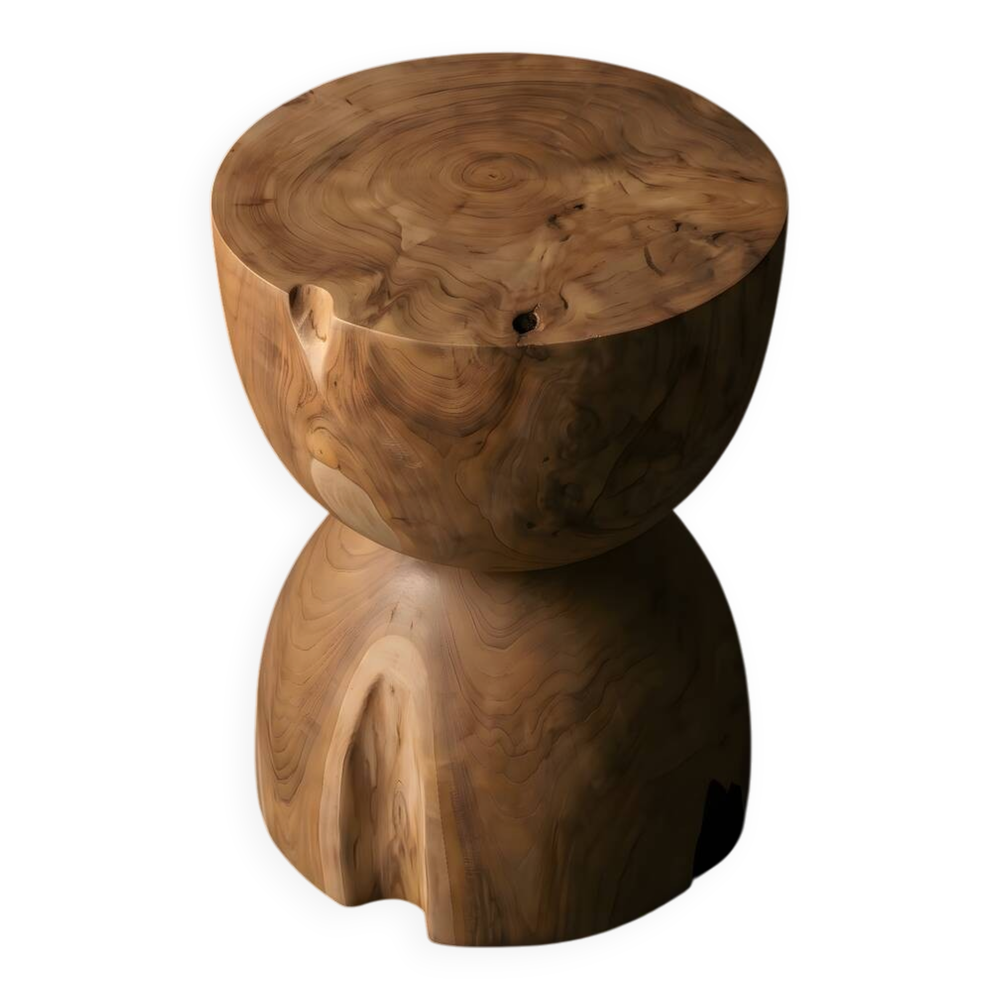 PIA stool in hand-carved solid recycled teak