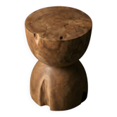 PIA stool in hand-carved solid recycled teak