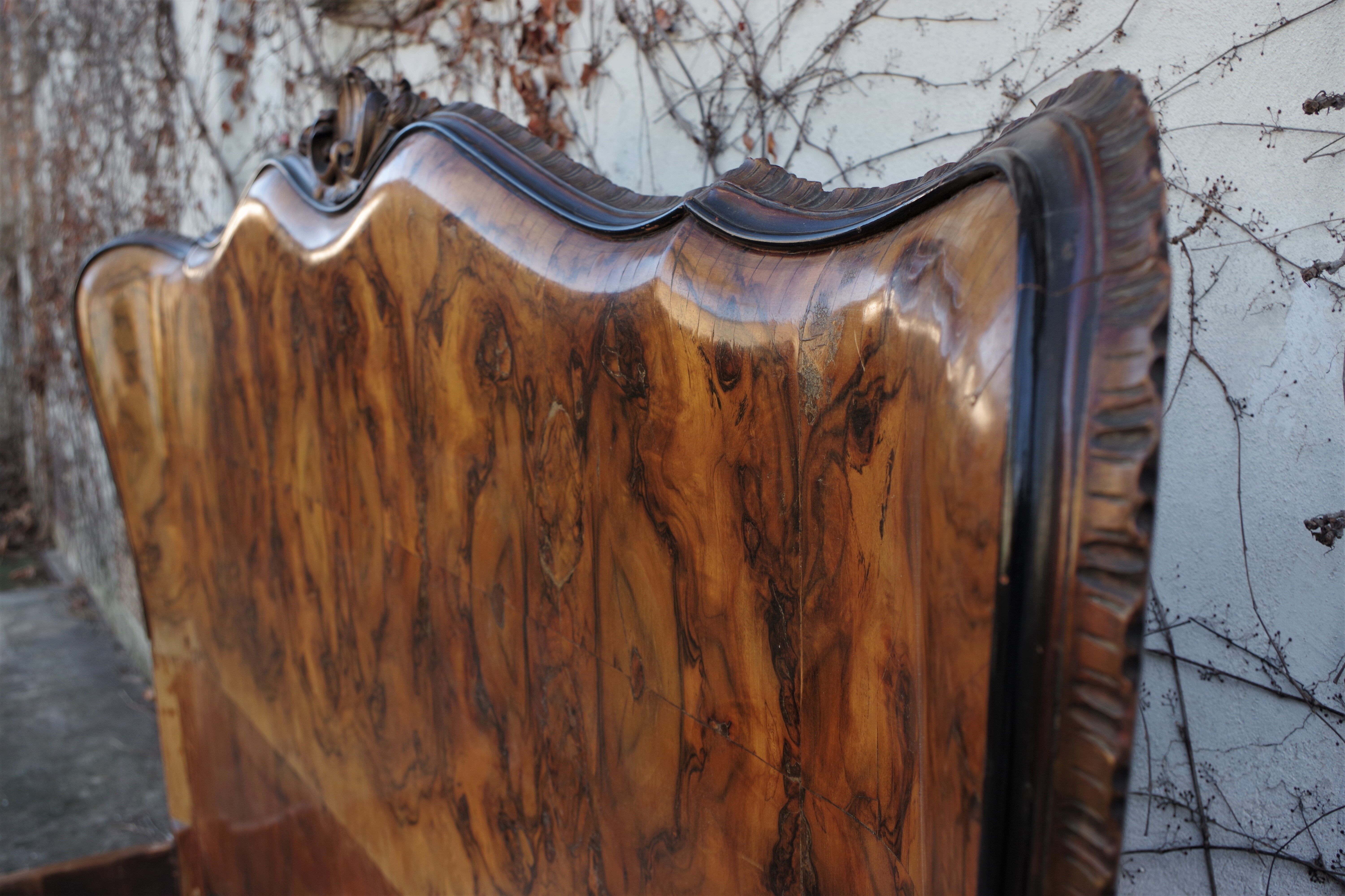 Rounded Walnut Burl Double Bed, 1950s