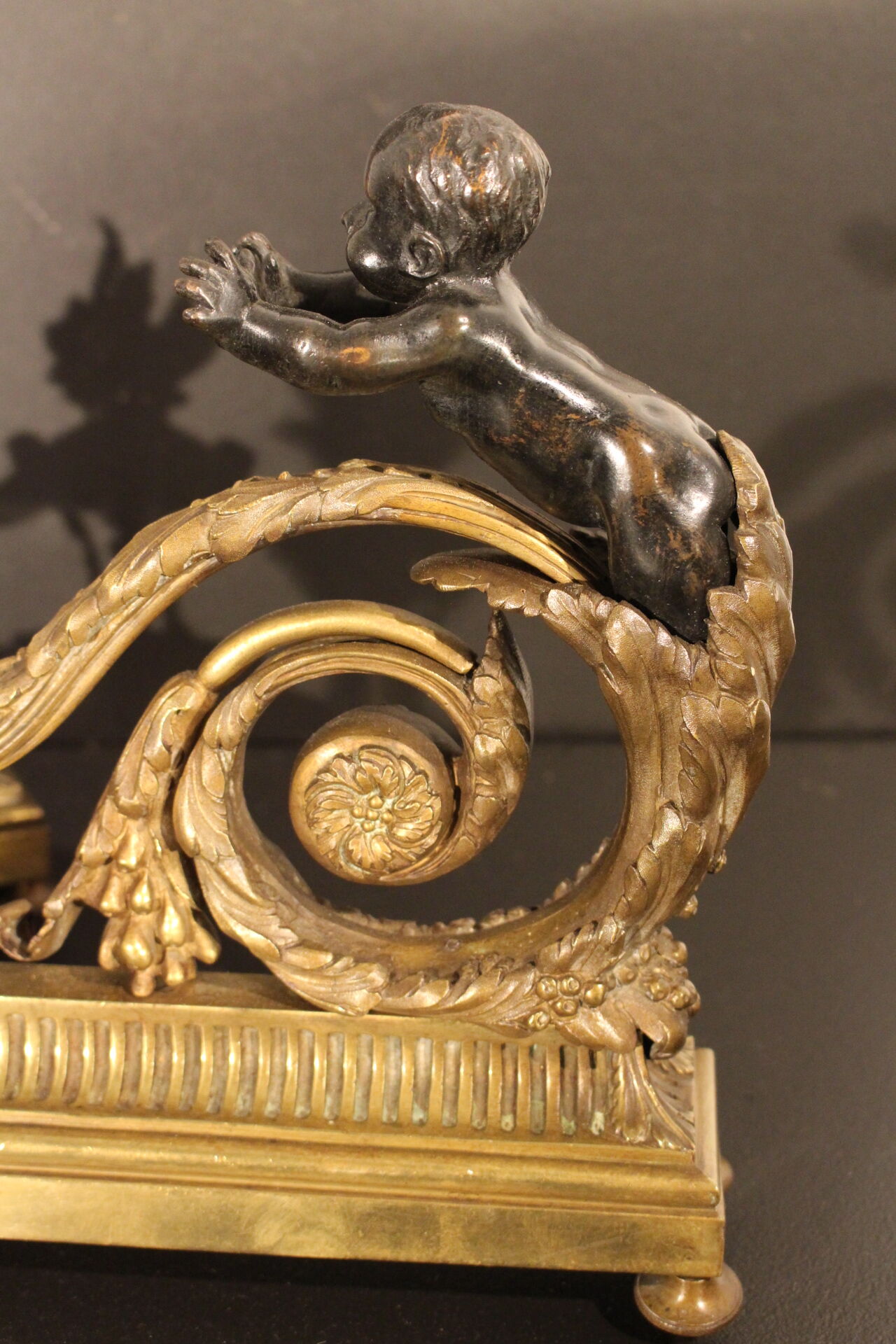 Pair of bronze angel chenets