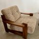 Lot of 2 solid elm armchairs, Maison Regain design, 70s vintage