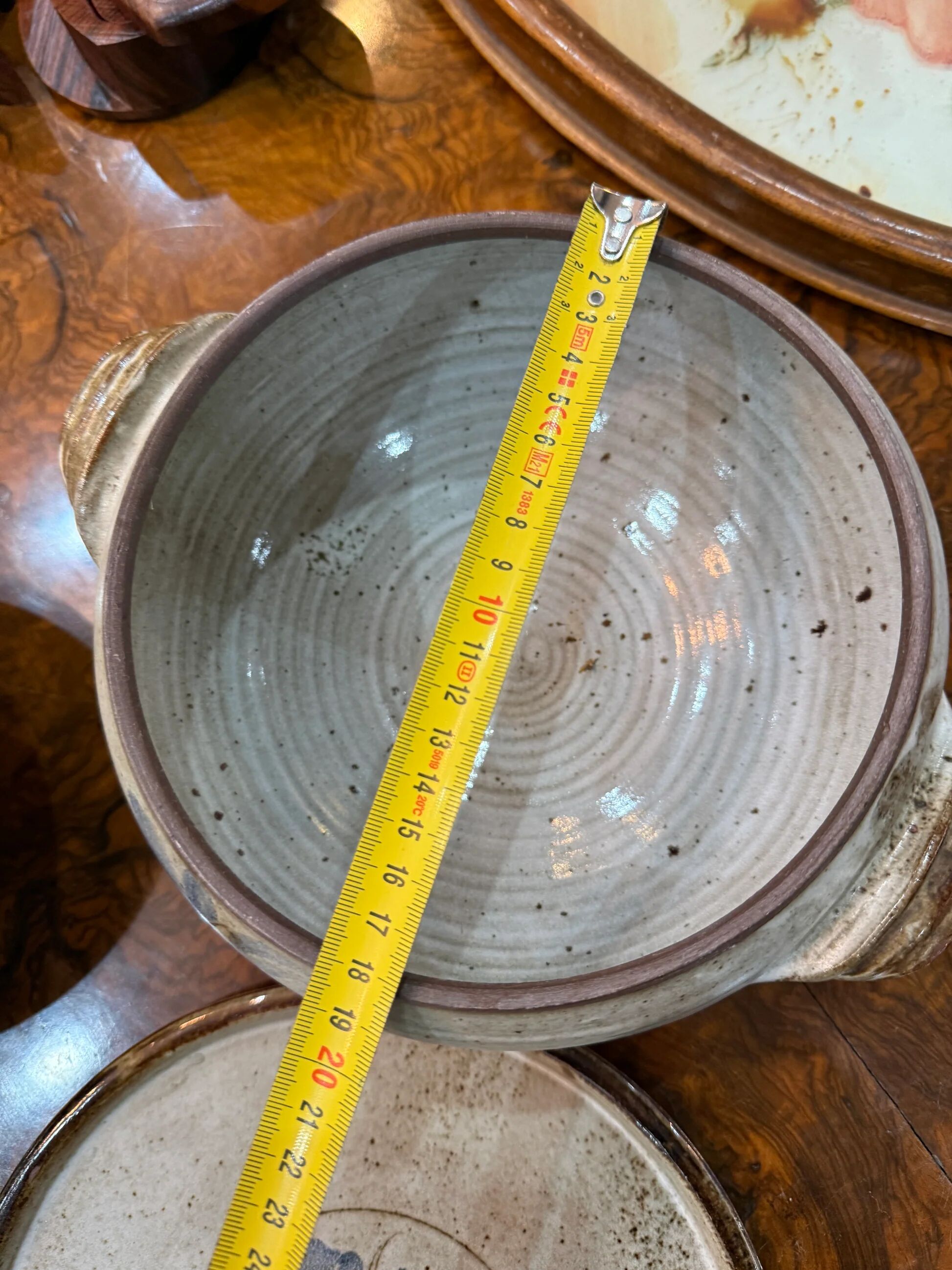 Glazed stoneware soup tureen with lid and plate – French workshop – 20th century