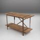 Industrial side table with metal frame and wooden top and removable platform, Belgium, 1920