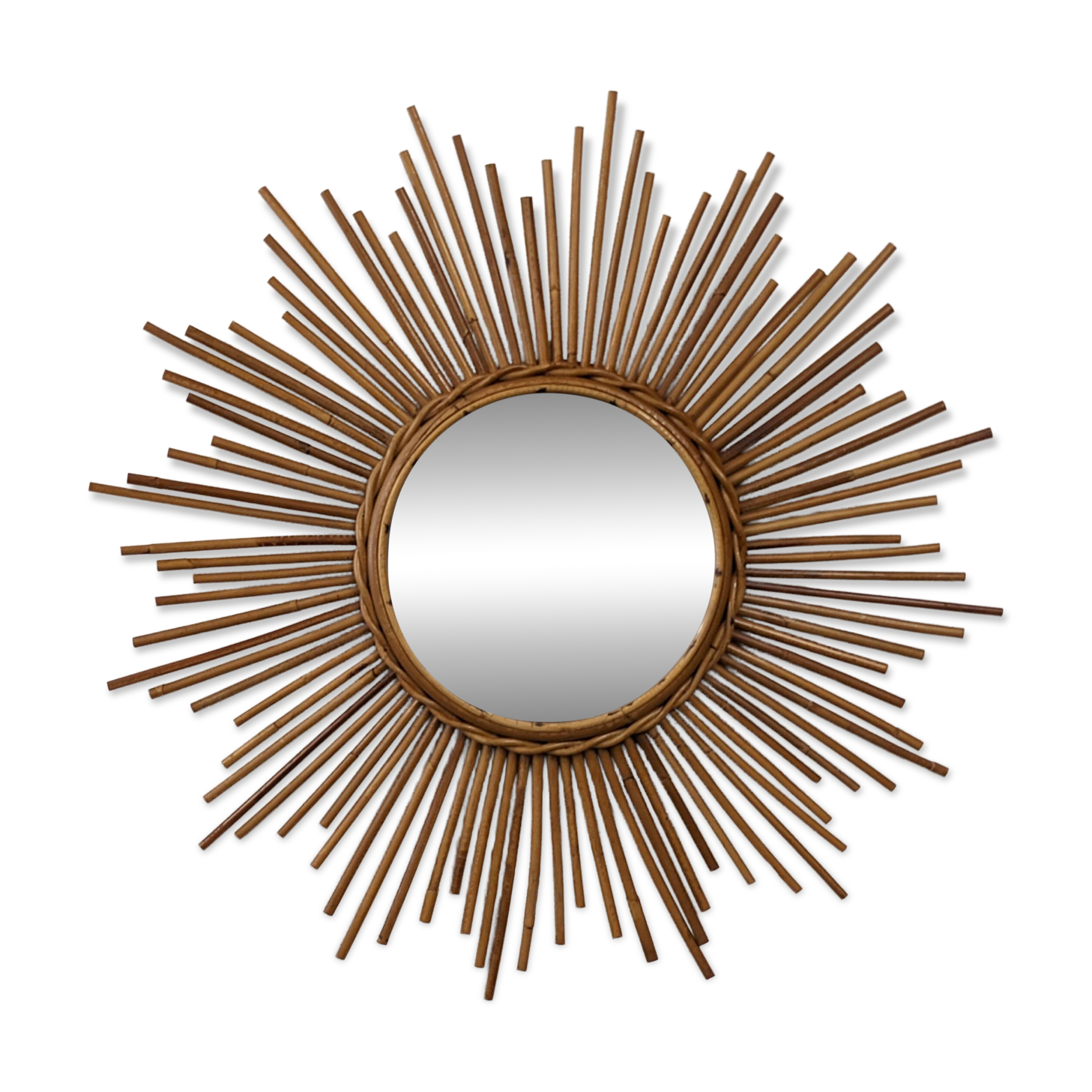 XL rattan sun mirror from the 50s/60s