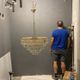 Italian murano glass prism triedri chandelier from venini