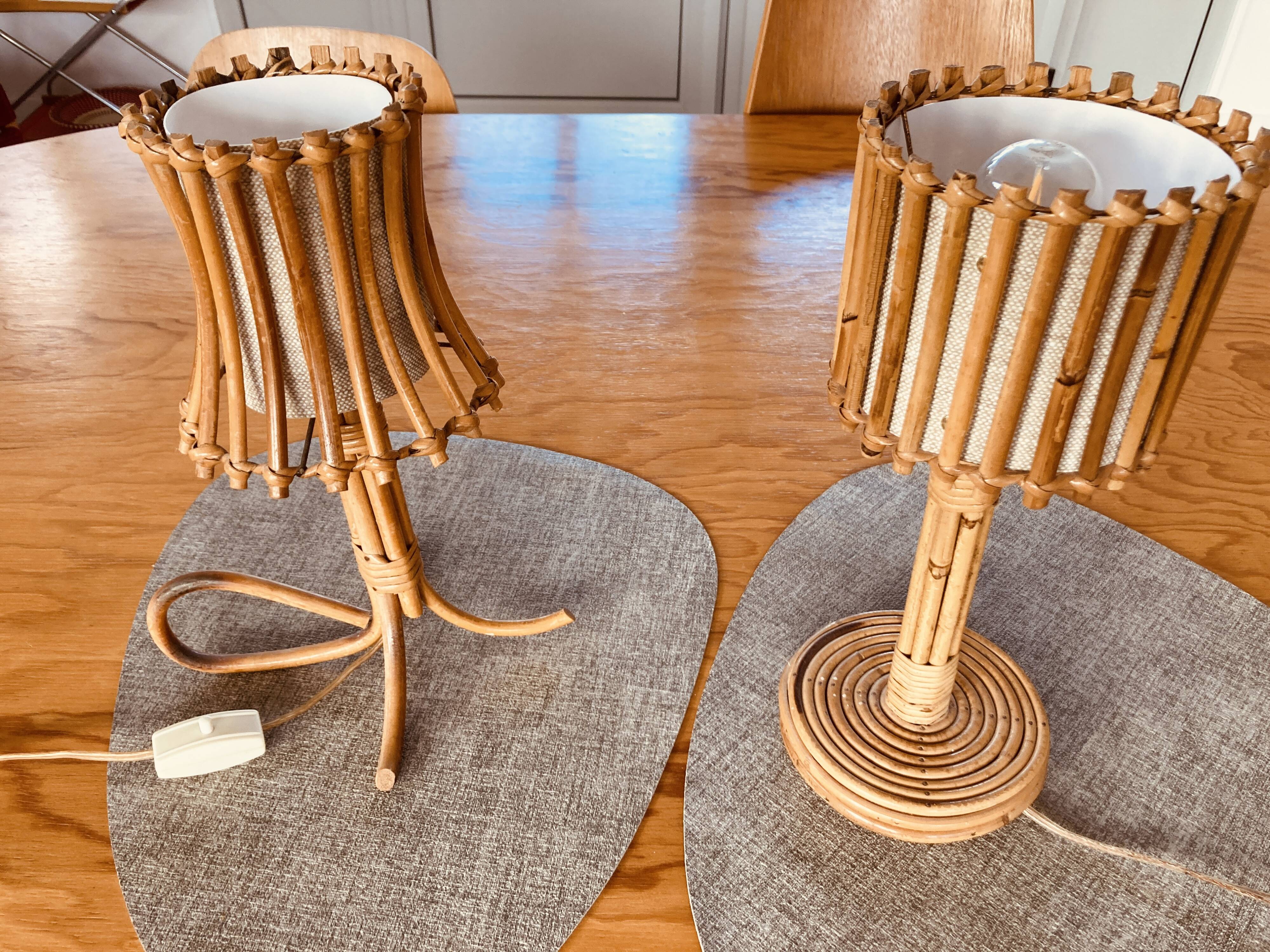 Small vintage rattan lamp