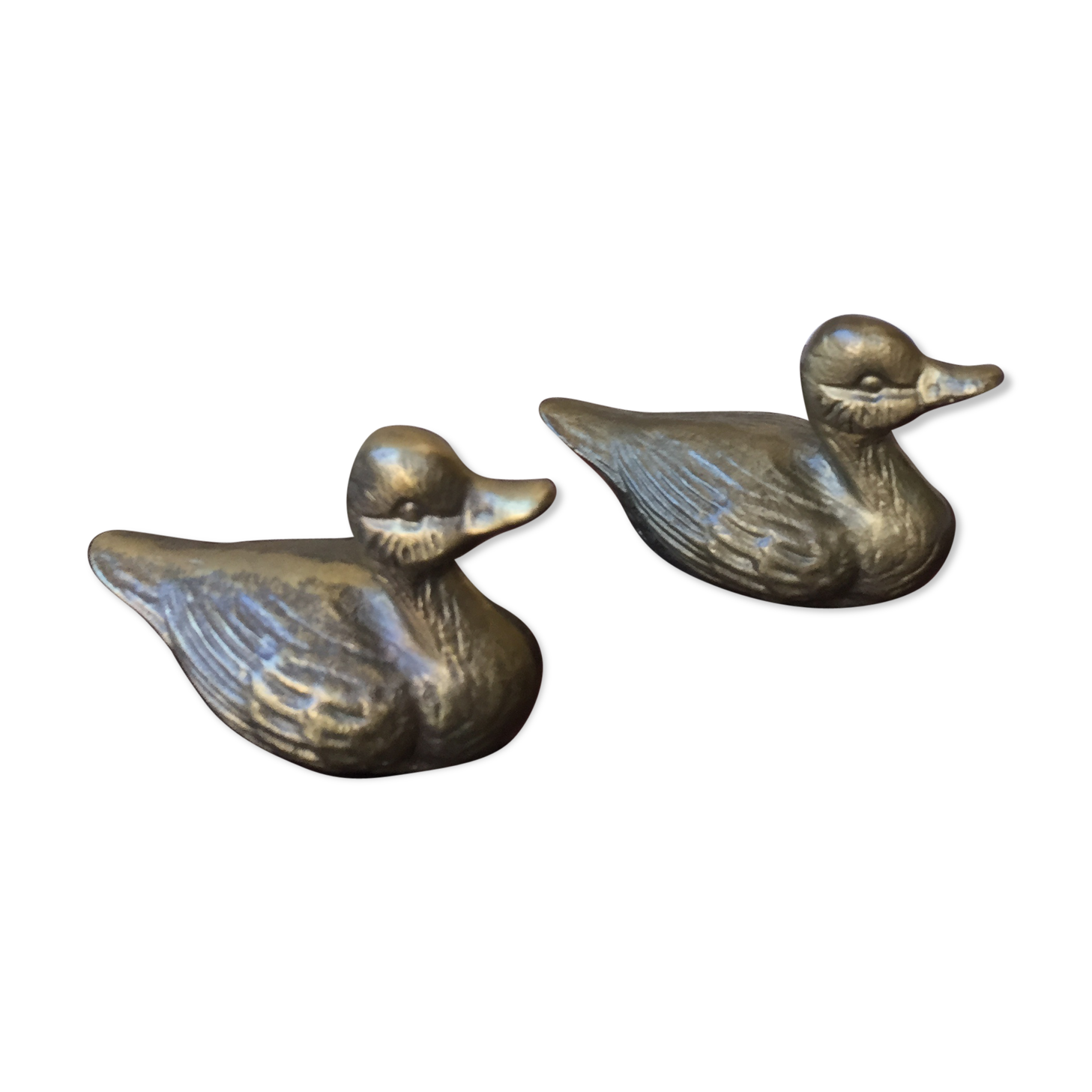 Pair of ducks brass paperweight