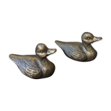 Pair of ducks brass paperweight