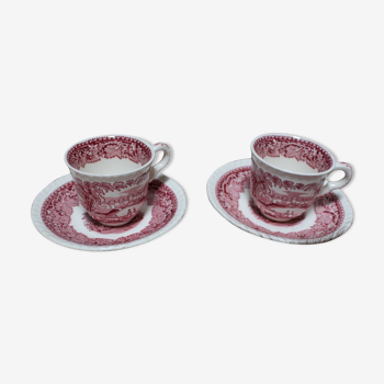 Duo of English porcelain coffee cups "MASON'S"