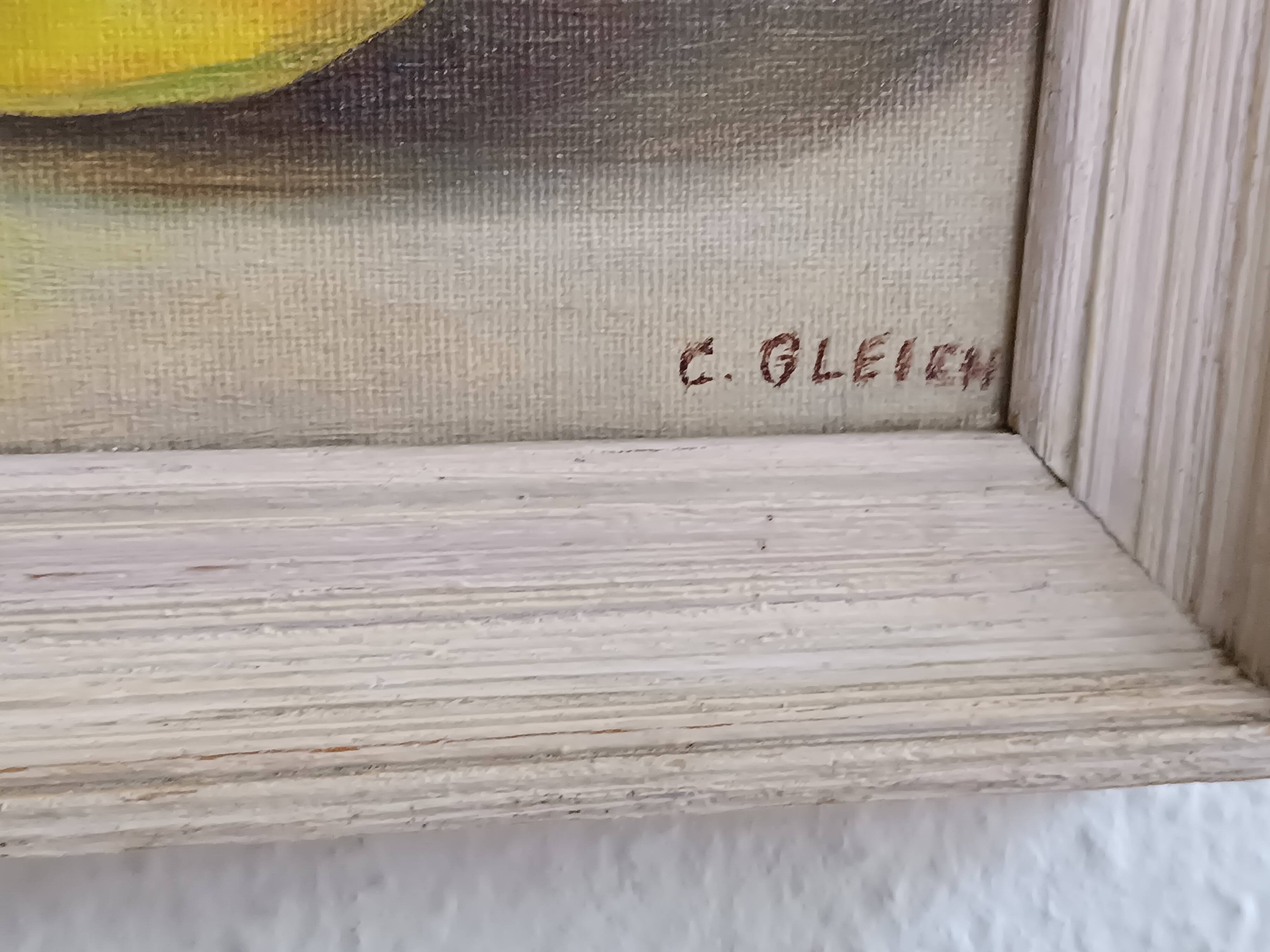 Oil painting still life with two lemons 1960 signed