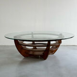 Designer coffee table, foot and circular top from the 60s