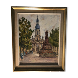 Tableau huile sur carton  signé C.Quillet